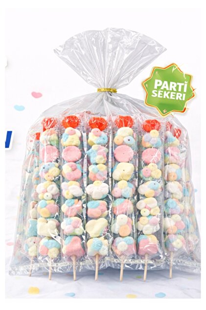 monymoo Jelibonlu Marshmallow Çubuk 50 Adet – Renkli Parti Şekeri