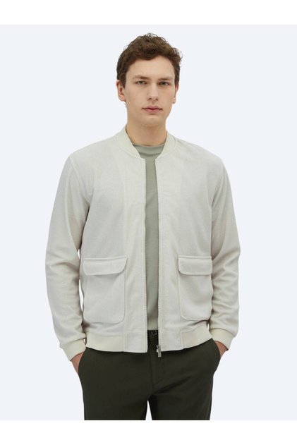 Bej Regular Fit Casual Örme Mont