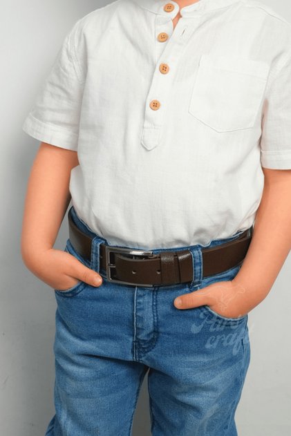 Children's Belt 100% Genuine Leather 3 cm Brown Soft, Does Not Break or Fracture
