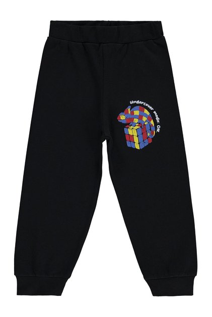 Zeka Küp Iguana Printed 2-5 Years Old Sweatpants - Black 4-5 Years Old