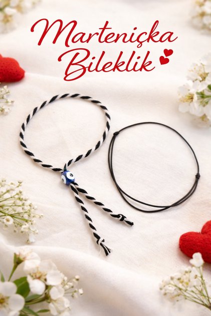 Black Rope Bracelet and Marteniçka Set