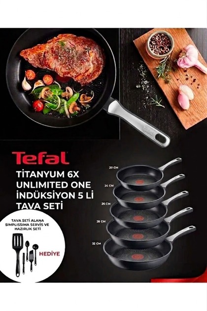 TF アソート【WFC 6点Set】 TEFAL Titanyum 6X Unlimited One XL FORCE 5'Lİ TAVA SETİ (servis