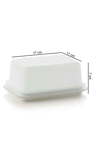Kapaklı Tereyağlık Eko Tereyağ Margarin Saklama Kabı Beyaz