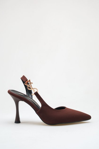 Sandy; Dark Brown, Buckle Detail Classic Slim 9 cm Heeled Stiletto