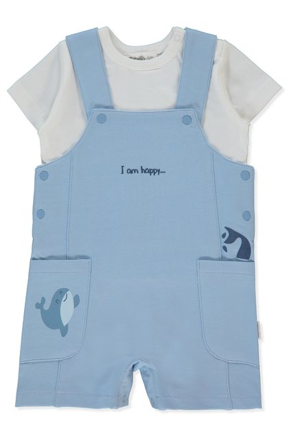 Two-Strap Salopet 2-Piece Set (Happy Fish) Blue