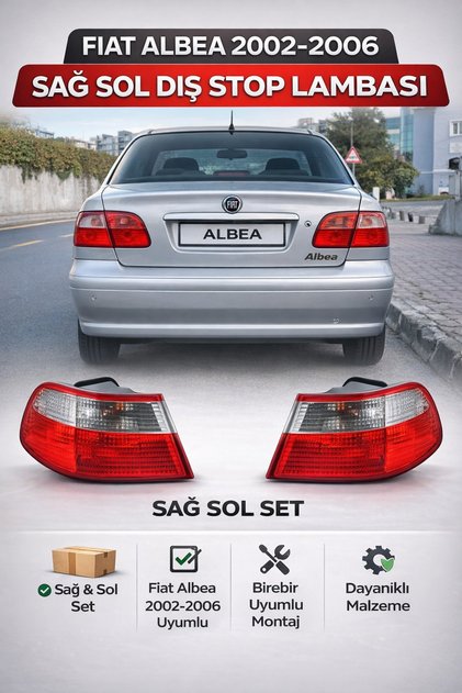 Fiat Albea Sağ + Sol Dışa Arka Stop Lambası Takımı 2002--2006-Uyumlu