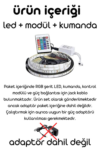 luciole LumiDrive 4m RGB LED Şerit – 5050 Çip, 24 Tuş Kumandalı