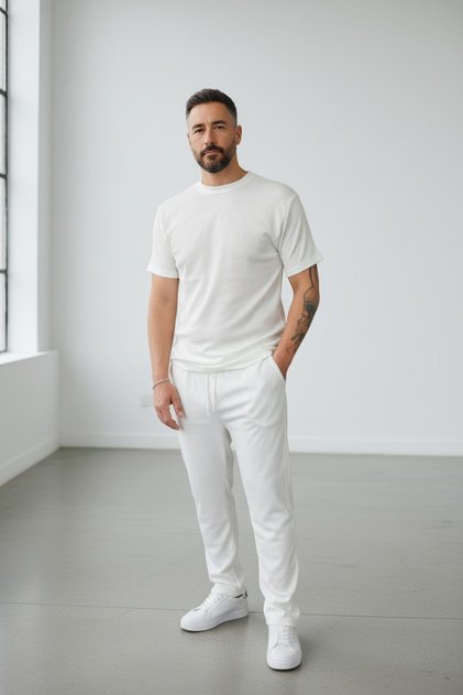 Men's White Wrap Tracksuit Set
