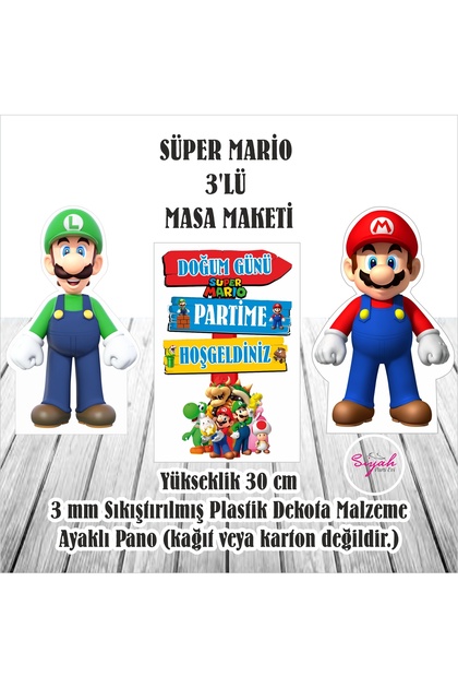 SÜPER MARİO DOĞUM GÜNÜ 3'LÜ AYAKLI PANO SETİ