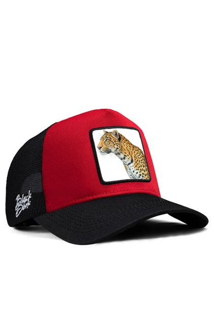 V1 Jaguar Logolu Siyah-kırmızı Trucker Şapka