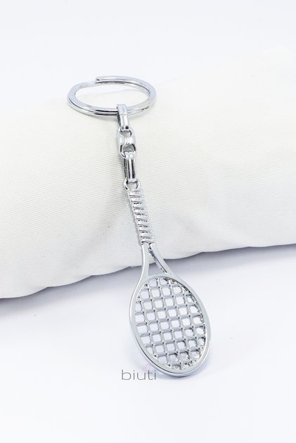 Metal Tennis Racket Figured Keychain, Gift Keychain