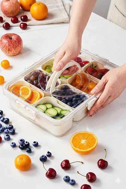 Breakfast Snack Container with Compartments, Storage Container with Compartments, Multi-Purpose Organizer