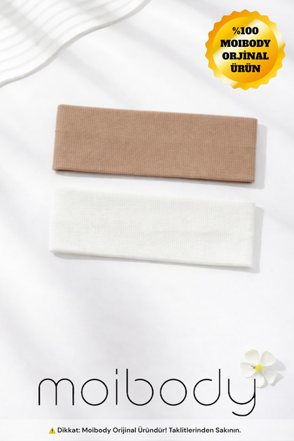 Set of 2 Knitted Hair Bands Orlon Fabric – Brown Ecru – Sporty Casual Stylish Headband