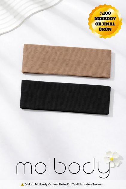 Set of 2 Knitted Hair Bands Orlon Fabric – Brown Black – Sporty Daily Stylish Headband