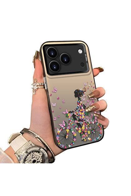 iPhone 17 Pro Max Uyumlu Sert Akrilik Arka Silikon Kenar Lens Koruma Kılıf şık baskı desenleri