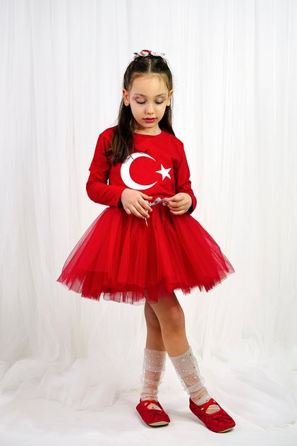 Moon Star Printed Girls Long Sleeve T-Shirt and Fluffy Tutu Skirt Two-Piece Set | April 23 | October 29