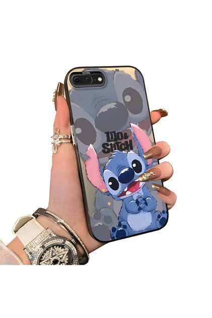 iPhone 7 Plus/8 Plus Compatible Hard Acrylic Back Silicone Edge Lens Protection Case Stitch Patterned