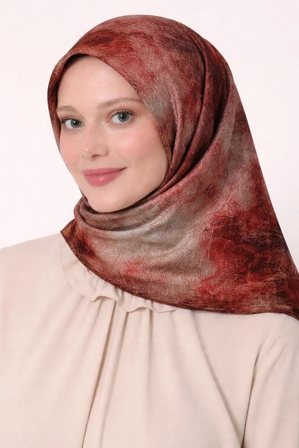 Tensel Eşarp Batik Desen Bordo