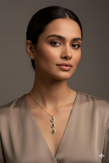 Queen Different Cut Colorful Stone Minimal Necklace