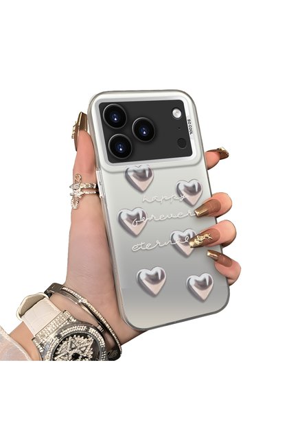 iPhone 17 Pro Max Compatible Hard Acrylic Back Silicone Edge Lens Protection Case Beautiful Pattern
