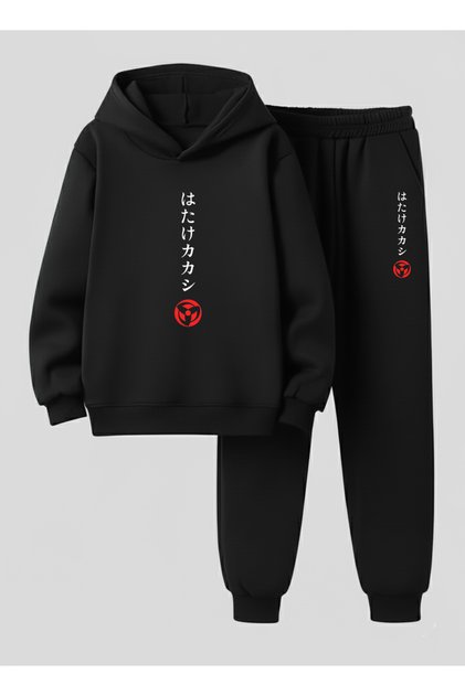 Kids' Boys Hooded Set Chinese 3 İplik Şa Brushed Inside Weatshirt - Sweatpants Set