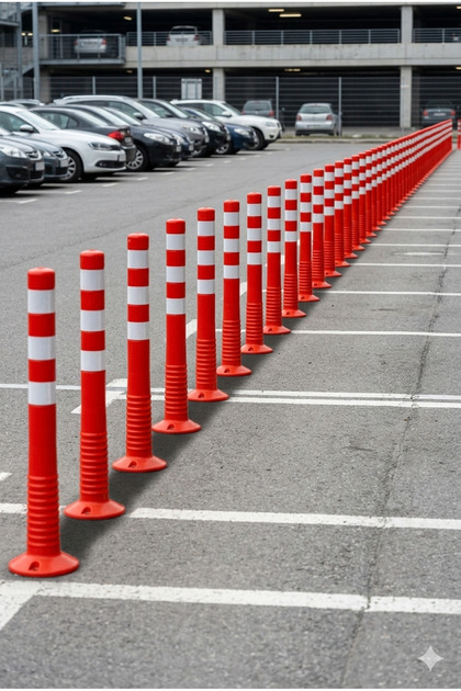 75 cm Esnek Trafik Delinatörü - 8 cm Çap - Kırılmaz Şerit Ayırıcı Bariyer