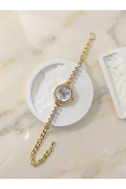 Women's Shuttle Stone and Chain Cord Wristwatch