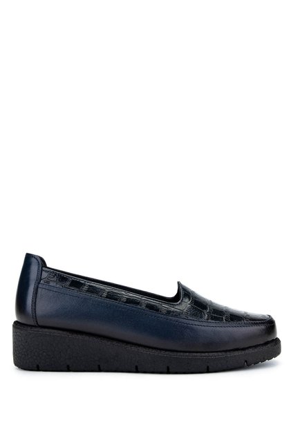 Women's Genuine Leather Navy Blue Casual Shoes