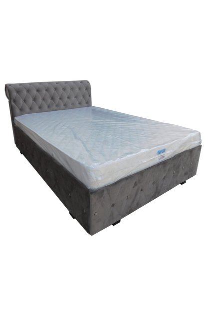 Pat Tapițat cu Nasturi 140x200 Gri