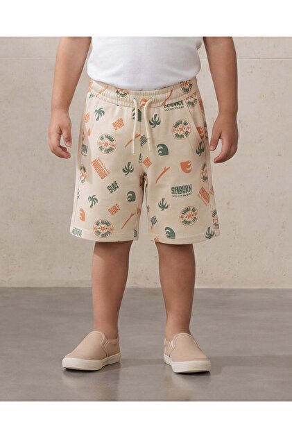 Boys Beige 2-Pack Printed Shorts