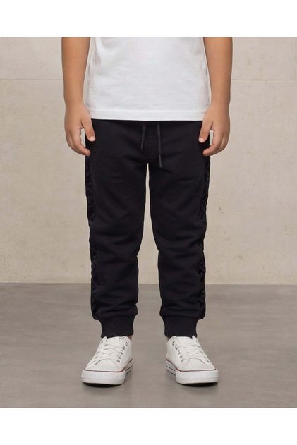 Boys Black Cut And Sew Track Pants