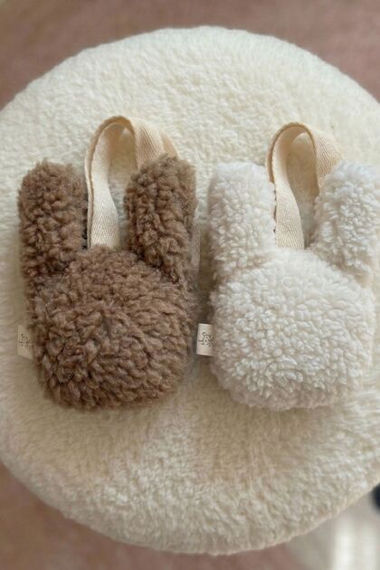 Bebek Emzik Askısı Bunny 2'li Klipsli Ekru - Kahve