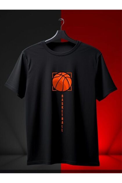 Mens Basketball Orange Printed T-Shirt