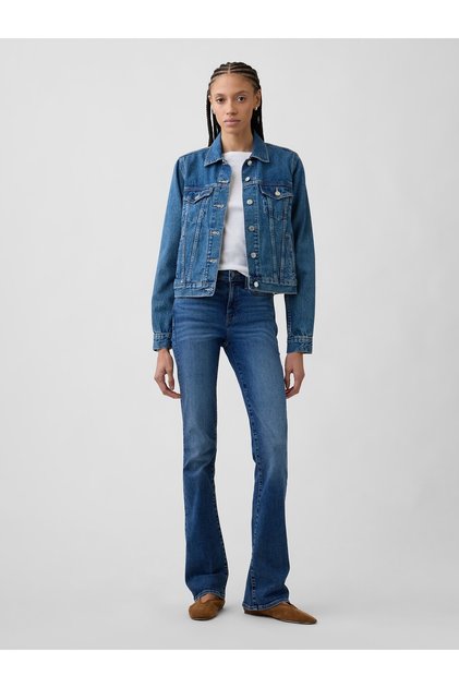 Kadın Mavi Mid Rise Universal Baby Boot Jean Pantolon
