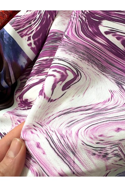 Purple Wavy Dabil Fabric Dress, Shalwar, Skirt, Blouse and Shirt Material Drapey 140X100Cm