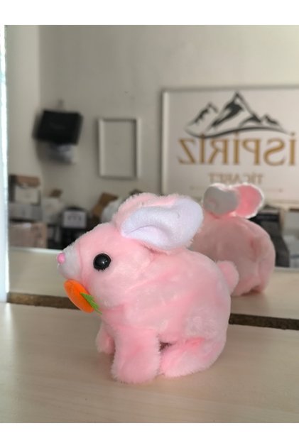 Sesli Zıplayan Havuçlu Peluş MinikOyuncak Tavşan Emekleme Arkadaşı Sevimli Bunny