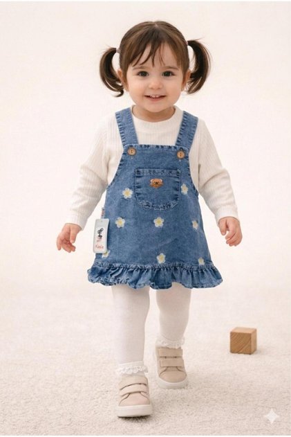 Daisy Embroidered Denim Baby Girl Dress