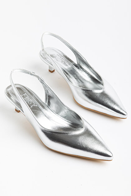 Sela Silver Short Heel Shoes