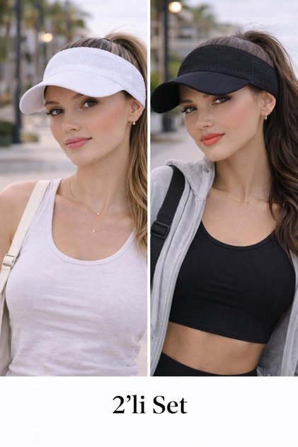 Women's Set of 2 Visor Hats, Open Top Hat, Visor Hat, Summer Sun Protection Visor Hat, Tennis Hat