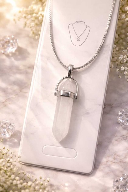 Natural White Moonstone Moon Stone Stone Steel Necklace