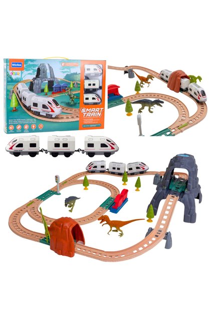 Set tren electric parc dinozauri cu lumini si sunete 76 cm