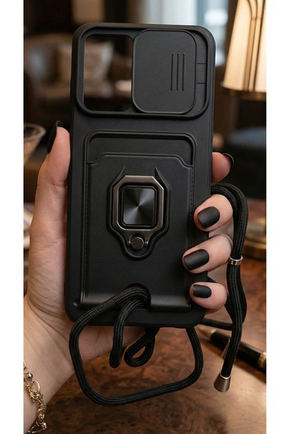 Neck Strap Ring Stand Phone Case Compatible with Oppo A16