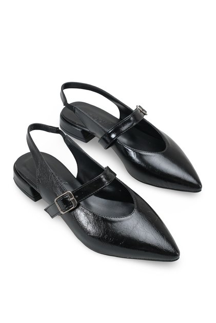 Vela Lia Women's Pointed Toe Open Back Heeled Shoes 0012505 Black Rustic