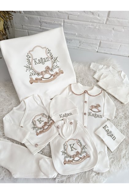 Horse Embroidered Baby Boy Hospital Discharge Set