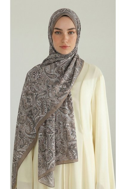 Pera Patterned Cotton Shawl - Black / Beige