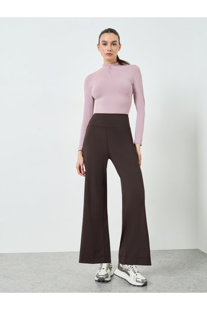 Brown Loose Fit Yoga Straight Pants