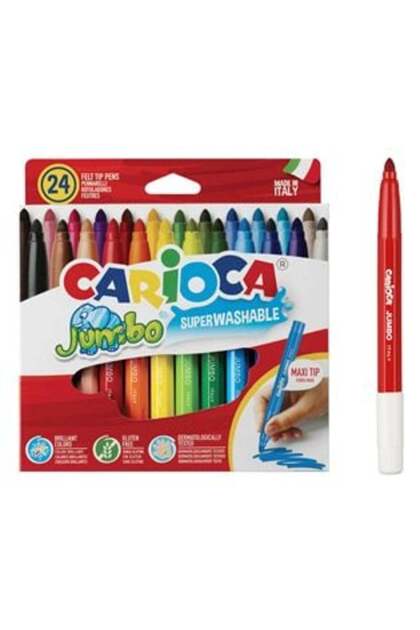 Set 24 Carioci Lavabile Jumbo, Vârf Gros, Capac Ventilat, Non-Toxice, pentru Copii