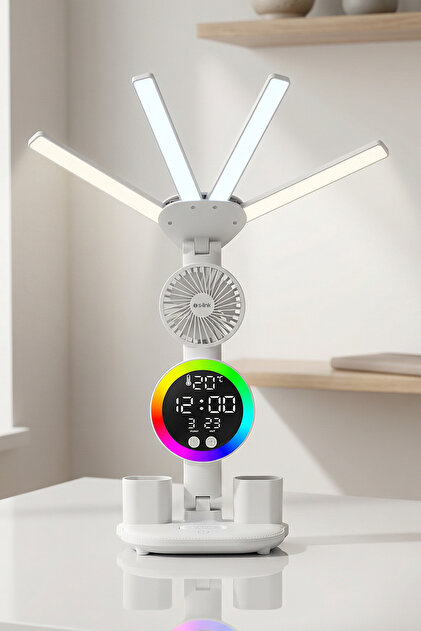 S-Link SL-M9070 Glow Beyaz 2 Renk Dokunmatik Led Lamba Saat, Fan