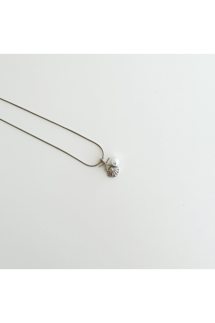 Pearly Oyster Grey Steel Necklace | Steel Necklace