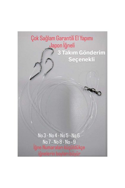 Olta Ucu ( Maruseigo ) Japon İğneli Hazır Takım 3 Adet ( Çupra - Levrek - Mırmır - Mercan vs )